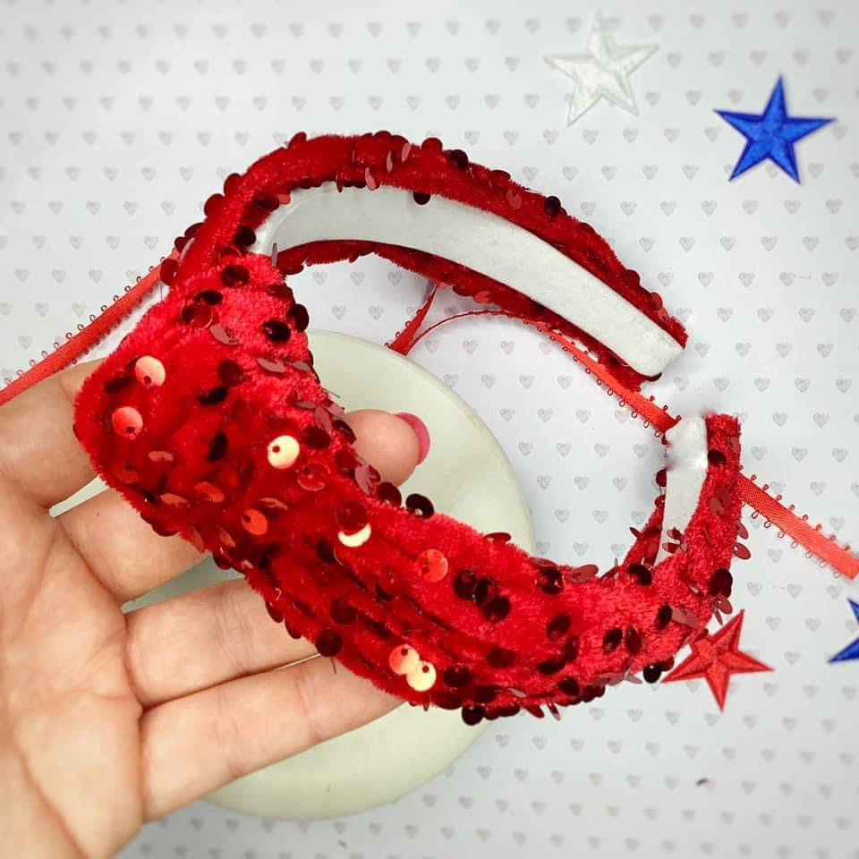 Red Velvet Sequin Knotted Headband