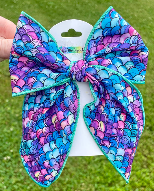 Magical Mermaid 5-6in Serged Hand Tied Bow