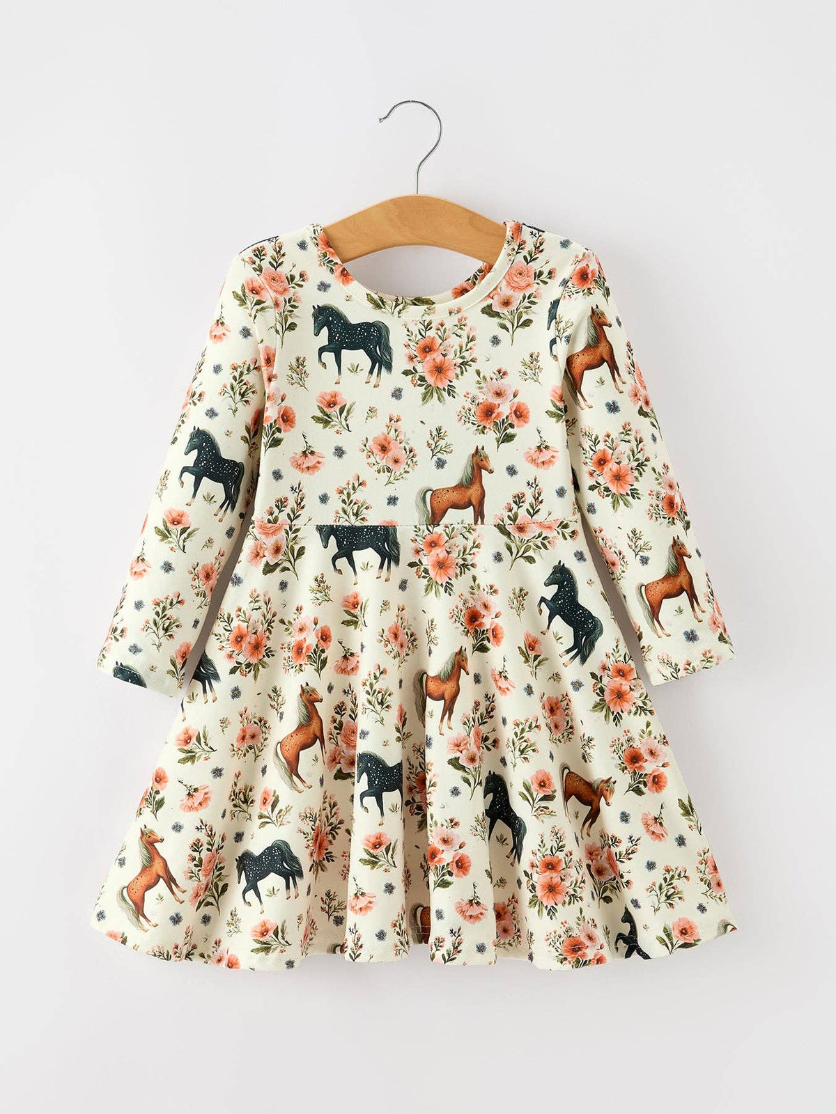 Floral Horse Sleeve Twirl Dress - Ships end of October!