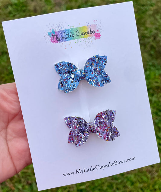 Frozen Holo Glitter 1.72in Bitty Bow