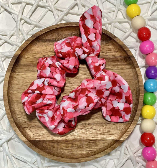 Red & Pink Confetti Hearts Scrunchie