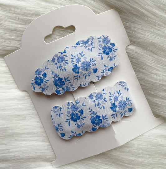 Blue Dainty Floral Snap Clips