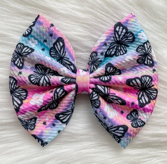 Watercolor Butterflies Fabric Bow