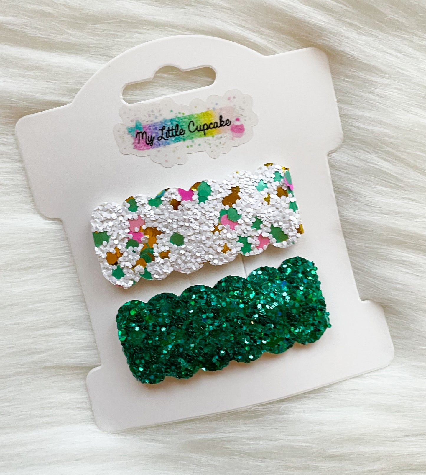 Feeling Lucky & Kelly Green Glitter Snap Clip Set