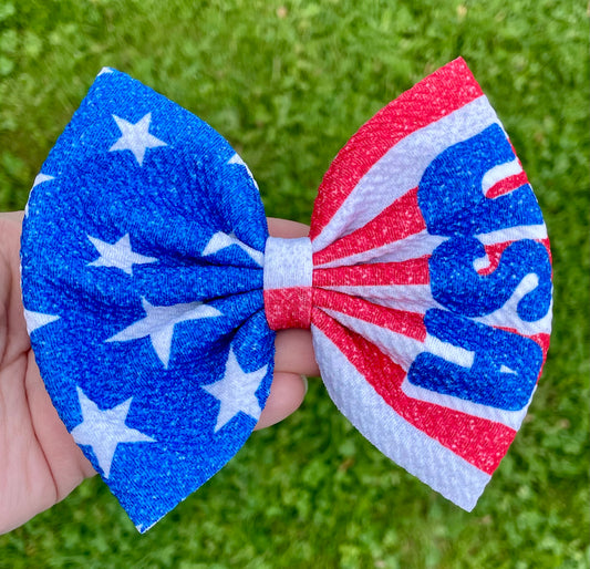 USA Two Tone 5in Fabric Bow