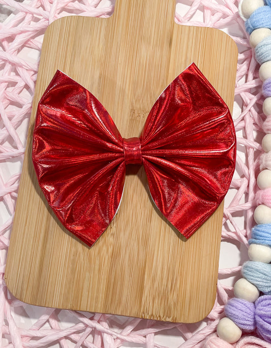 Red Holo Fabric Bow