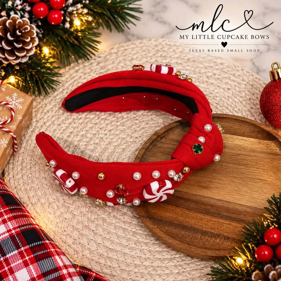 Red Spearmint Christmas Headband