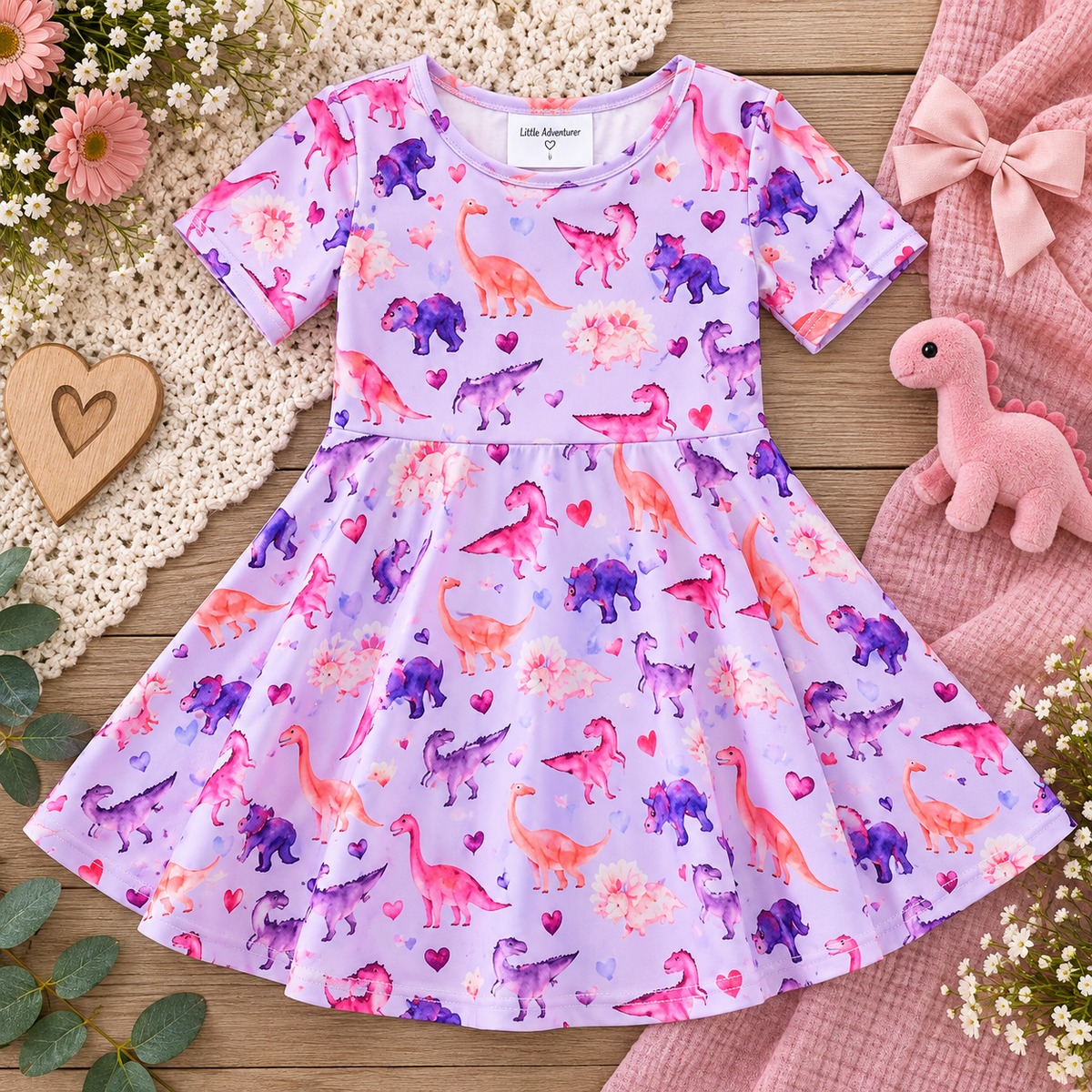 Dinosaur Heart Twirl Dress