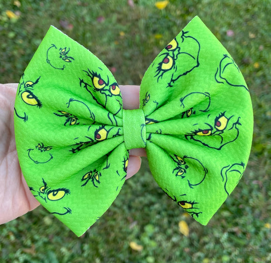 Mean Green Guy Fabric Bow