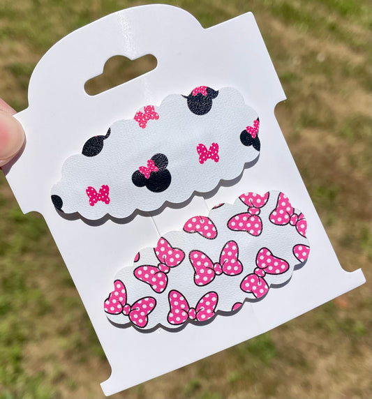 Pink Mouse Bows Snap Clip