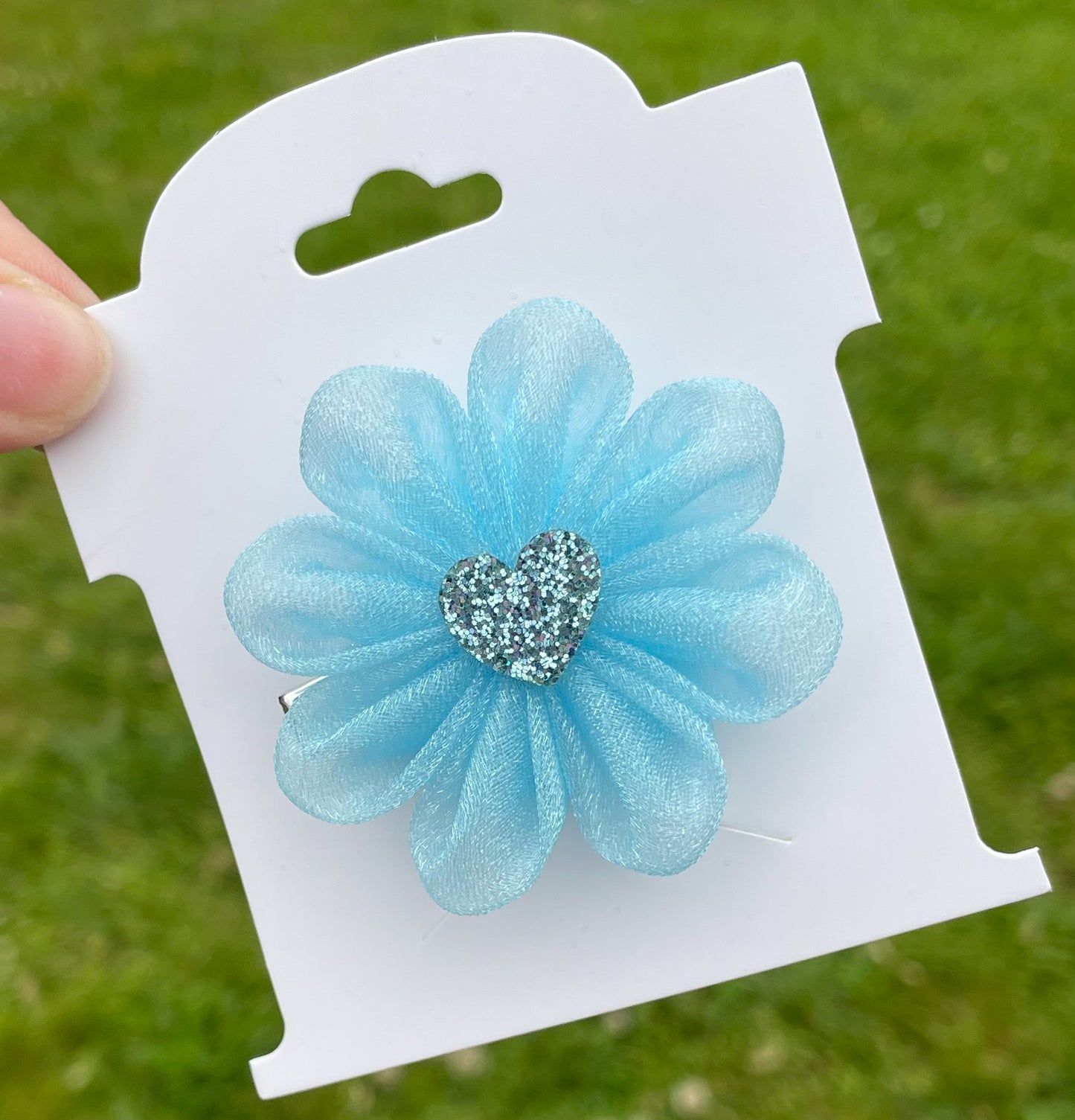 Blue Tulle Flower Sculpture Clip