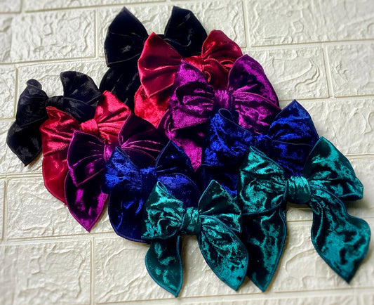 Jewel Tones Crushed Velvet Serged Bows