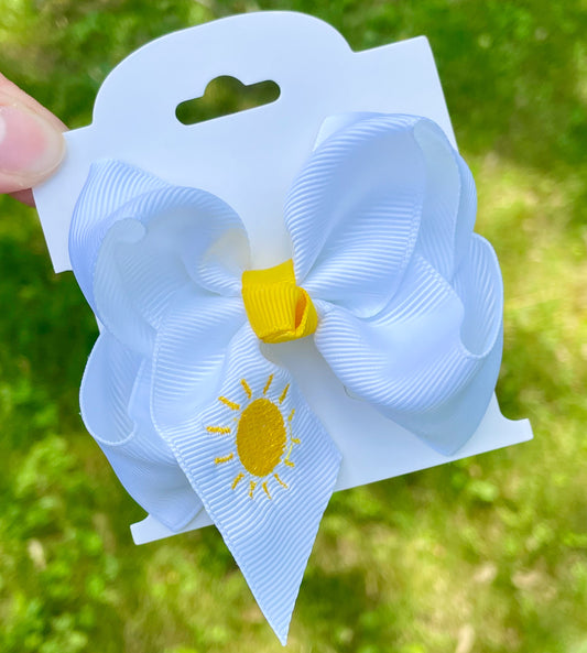 Embroidered Sunshine 3.5in Ribbon Bow