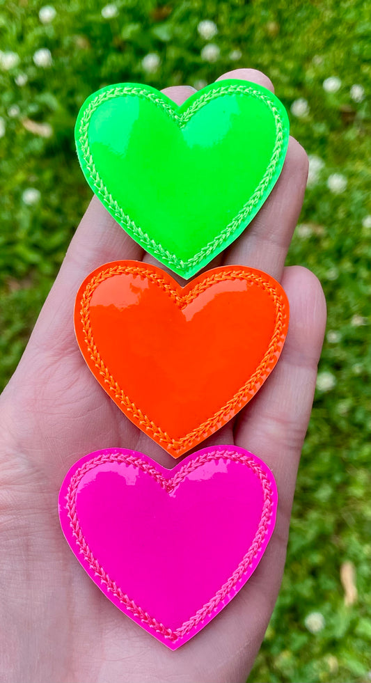 Neon Heart Feltie Clips