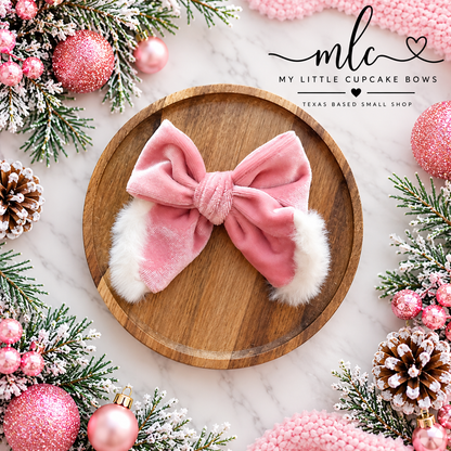 Pinkmas Santa Velvet Hand Tied Bows