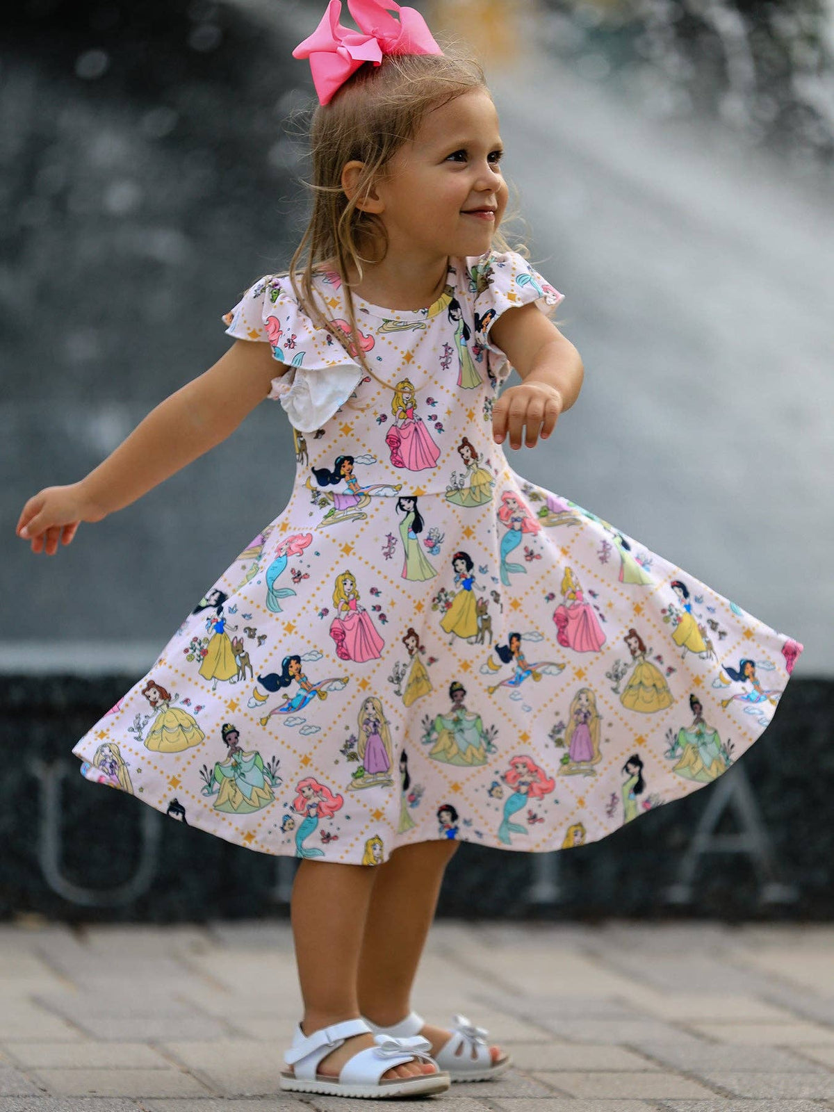 Dainty Princess Ruffle Sleeve Girls Dress