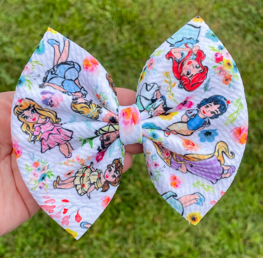 Floral Princess Toddlers Fabric Bow