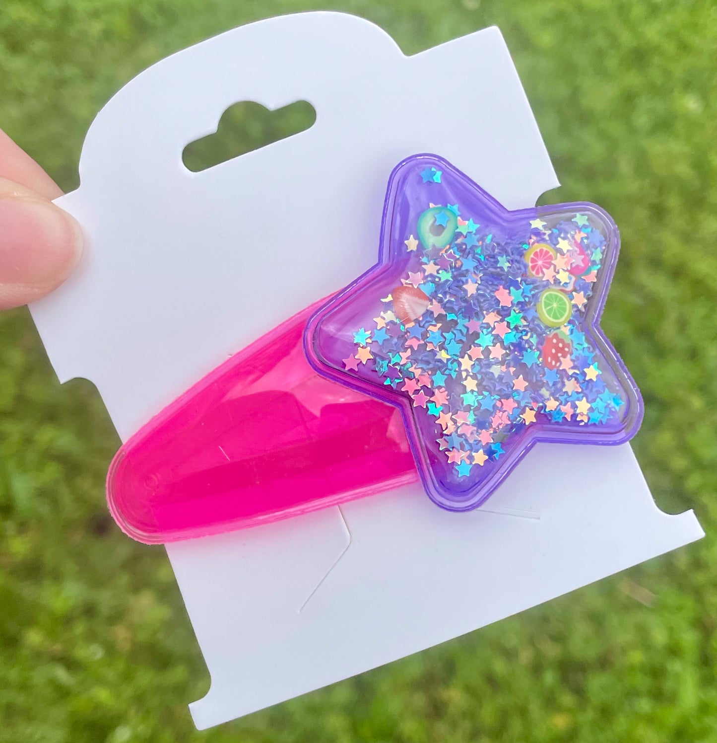 Pink & Purple Star Shaker Snap Clip