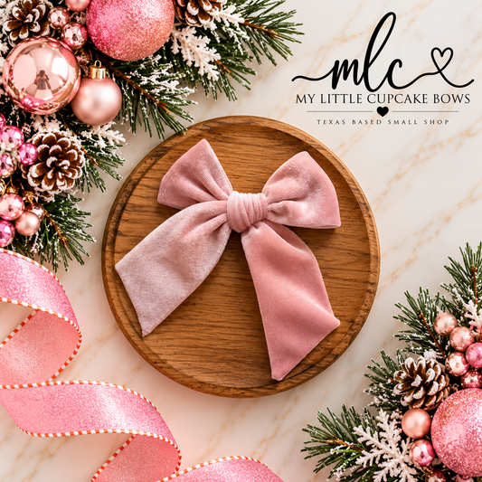 Pink Velvet Sailor Bow