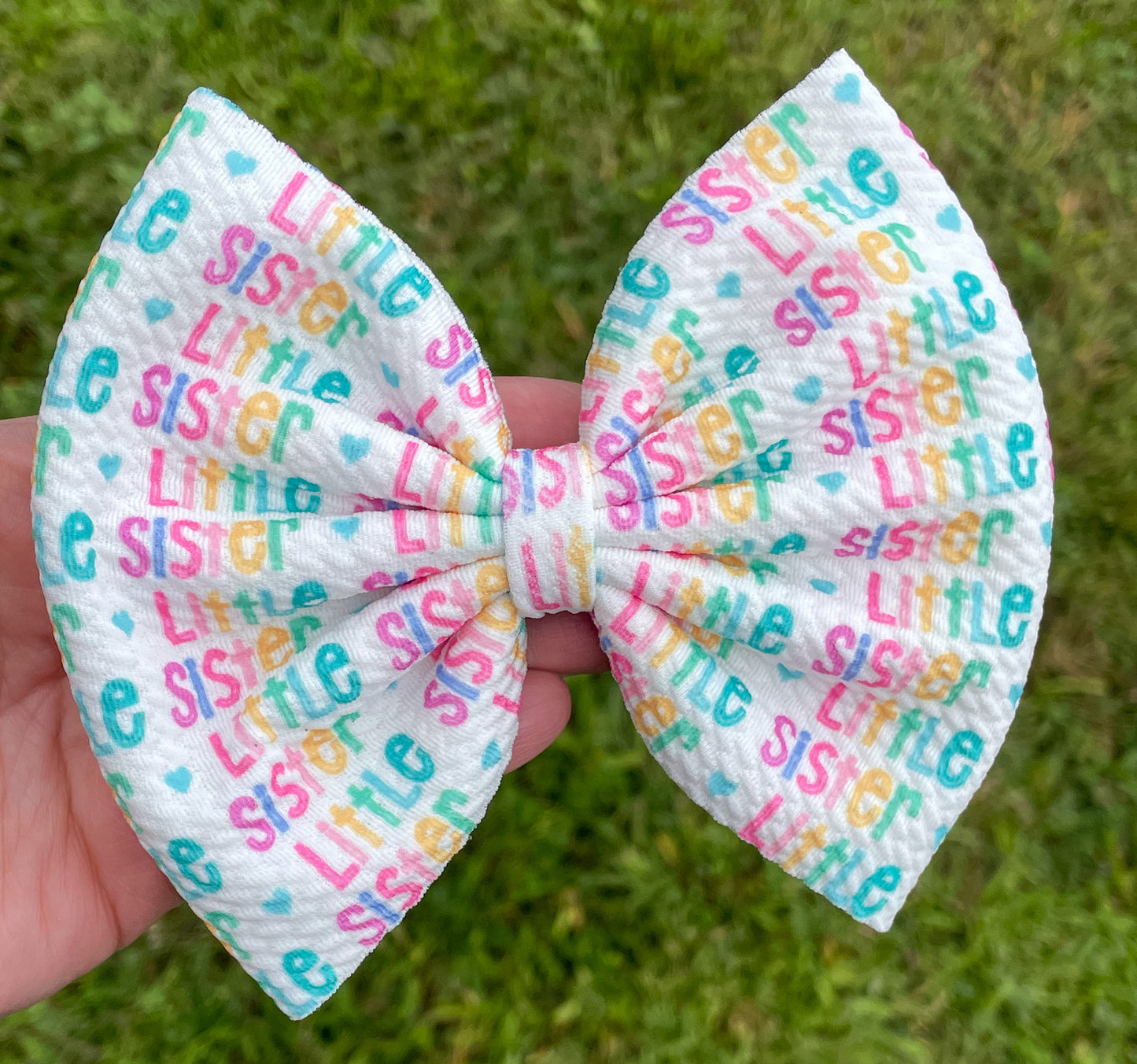 Big Sis & Little Sis Rainbow Fabric Bows