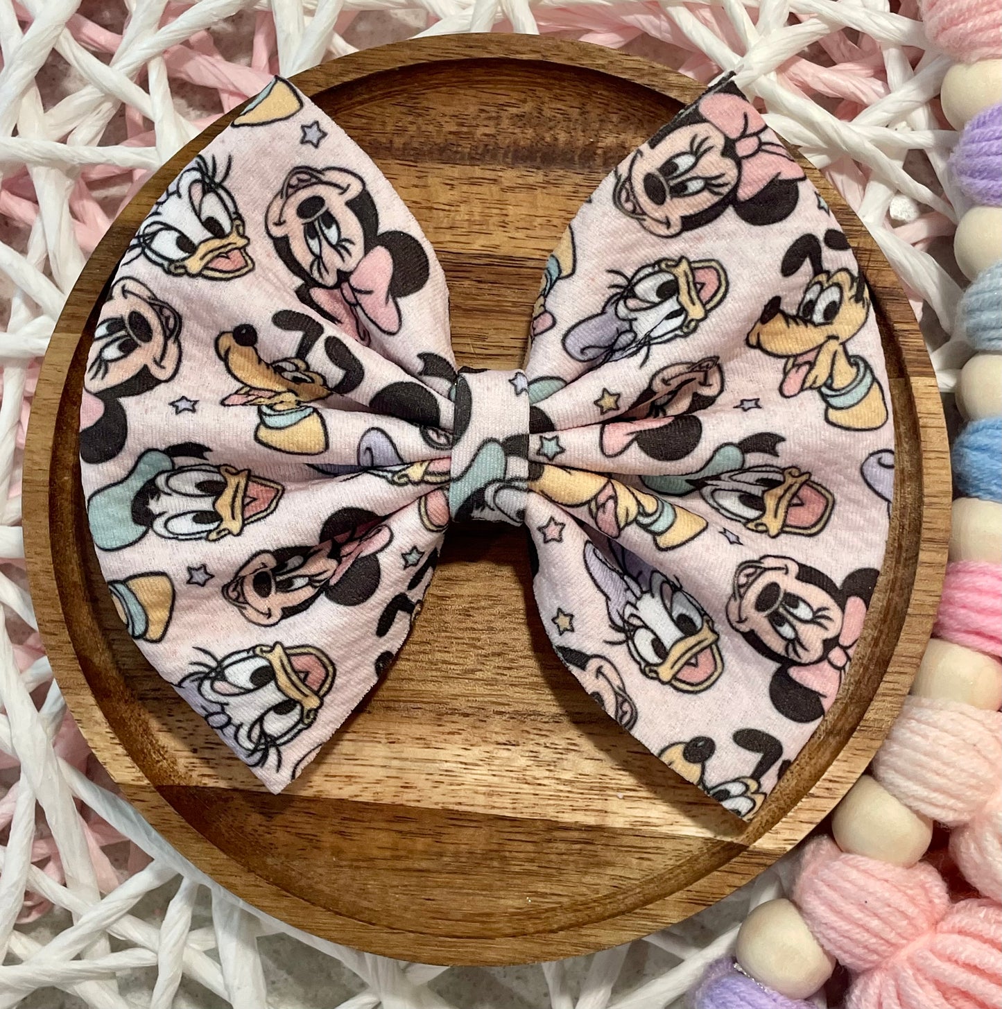Muted Mouse Characters Fabric Bow
