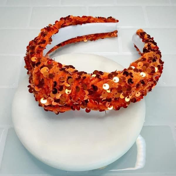 Pumpkin Pie Velvet Sequin Knotted Headband