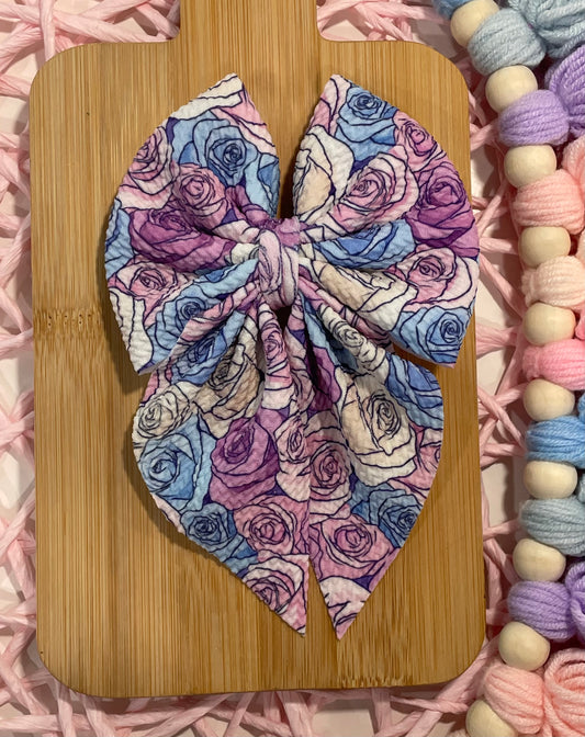 Sketch Roses Fabric Bow