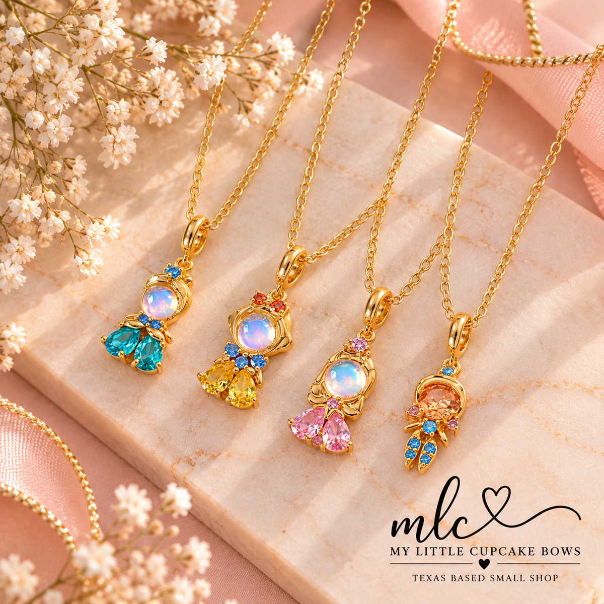 Princess-Inspired Crystal Necklaces