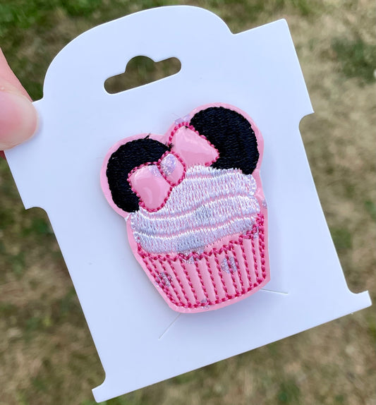 Pink Mouse Cupcake Feltie Clip