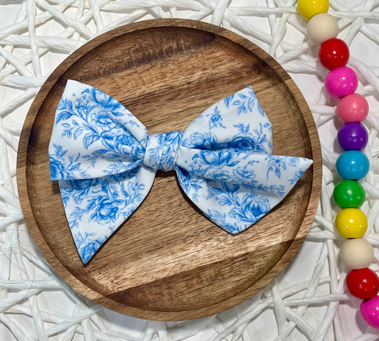 Blue Vintage Floral 5in Hand Tied