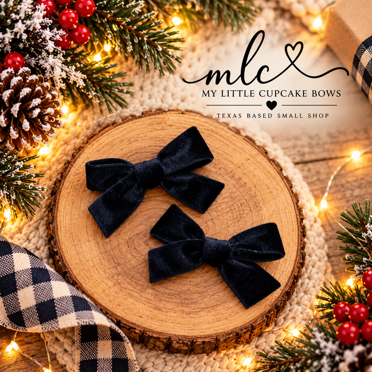Velvet Sweethearts – Hand-Tied Hair Bows