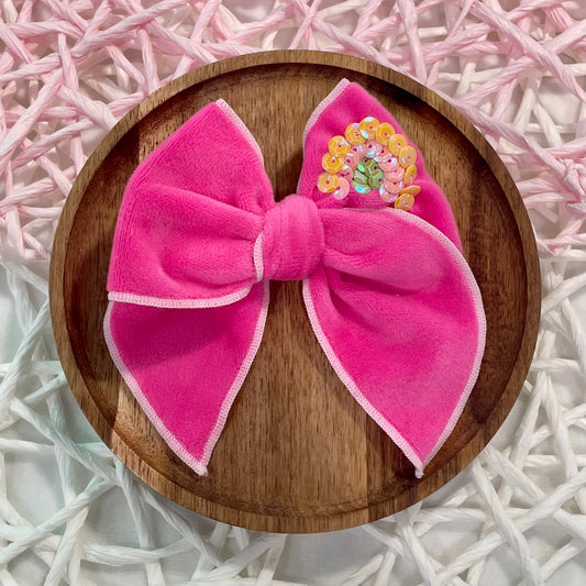 Hot Pink Rainbow Sequin 4.5in Velvet Serged