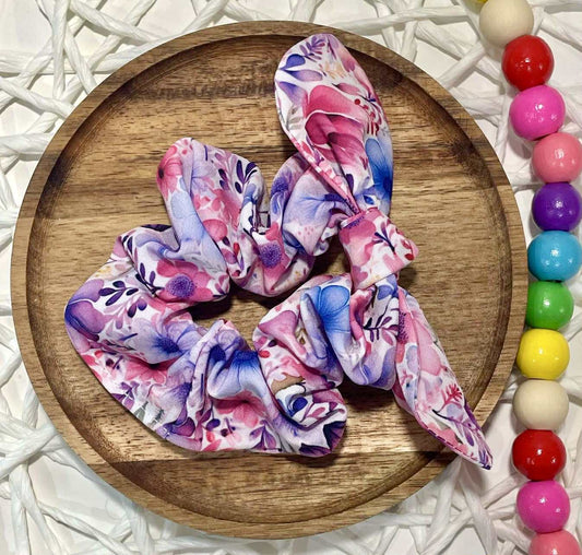 Purple & Pink Watercolor Floral Scrunchie