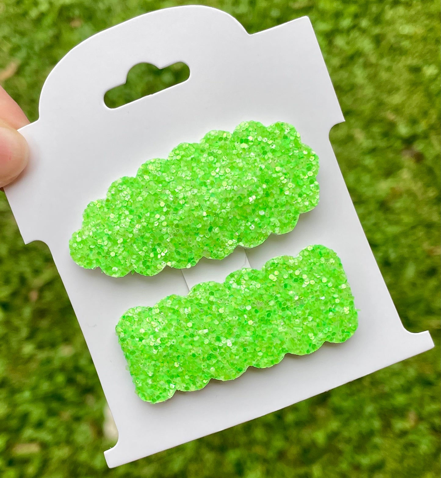 Neon Green Sugar Glitter Snap Clip