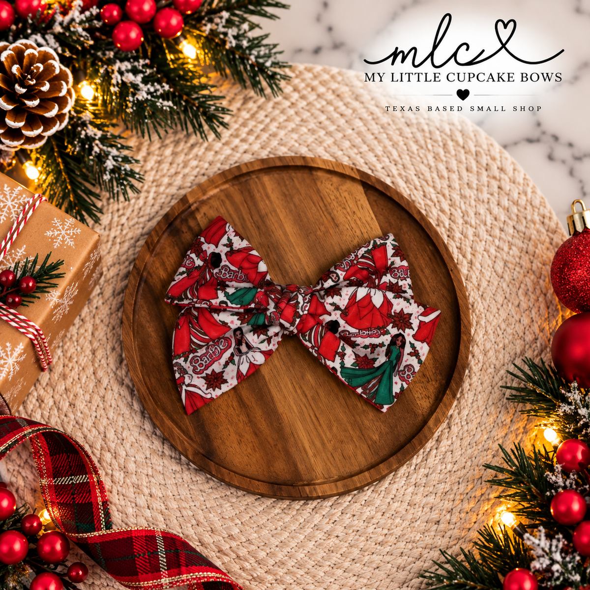 Barbie Christmas Hand Tied Bow