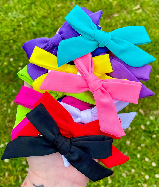 Solid Skinny 4in Swim Hand Tied Bows