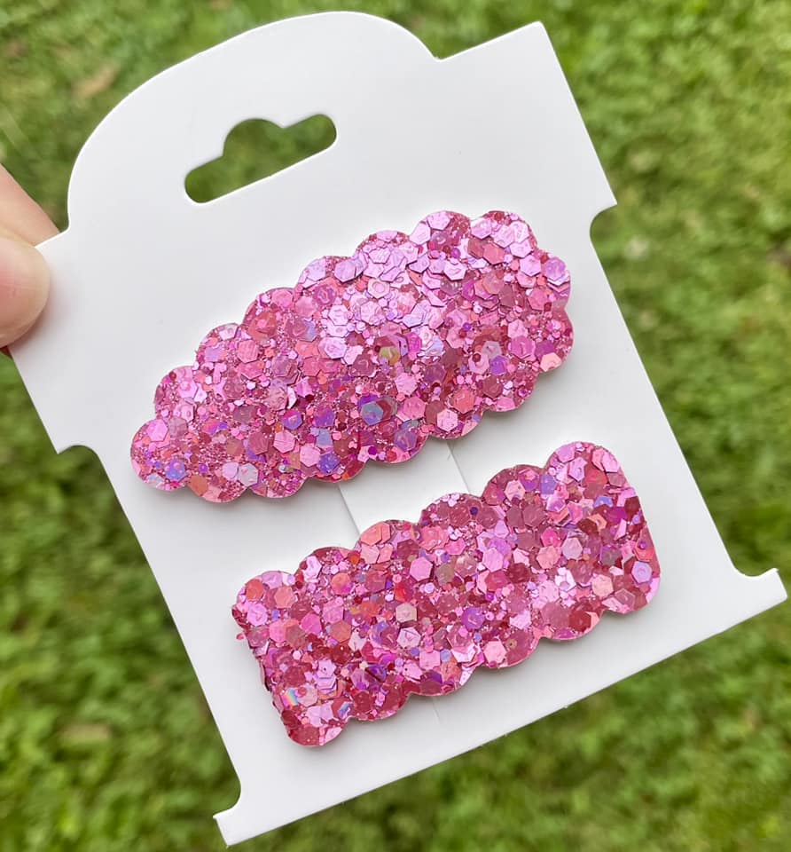 Hot Pink Glam Holo Glitter Snap Clip