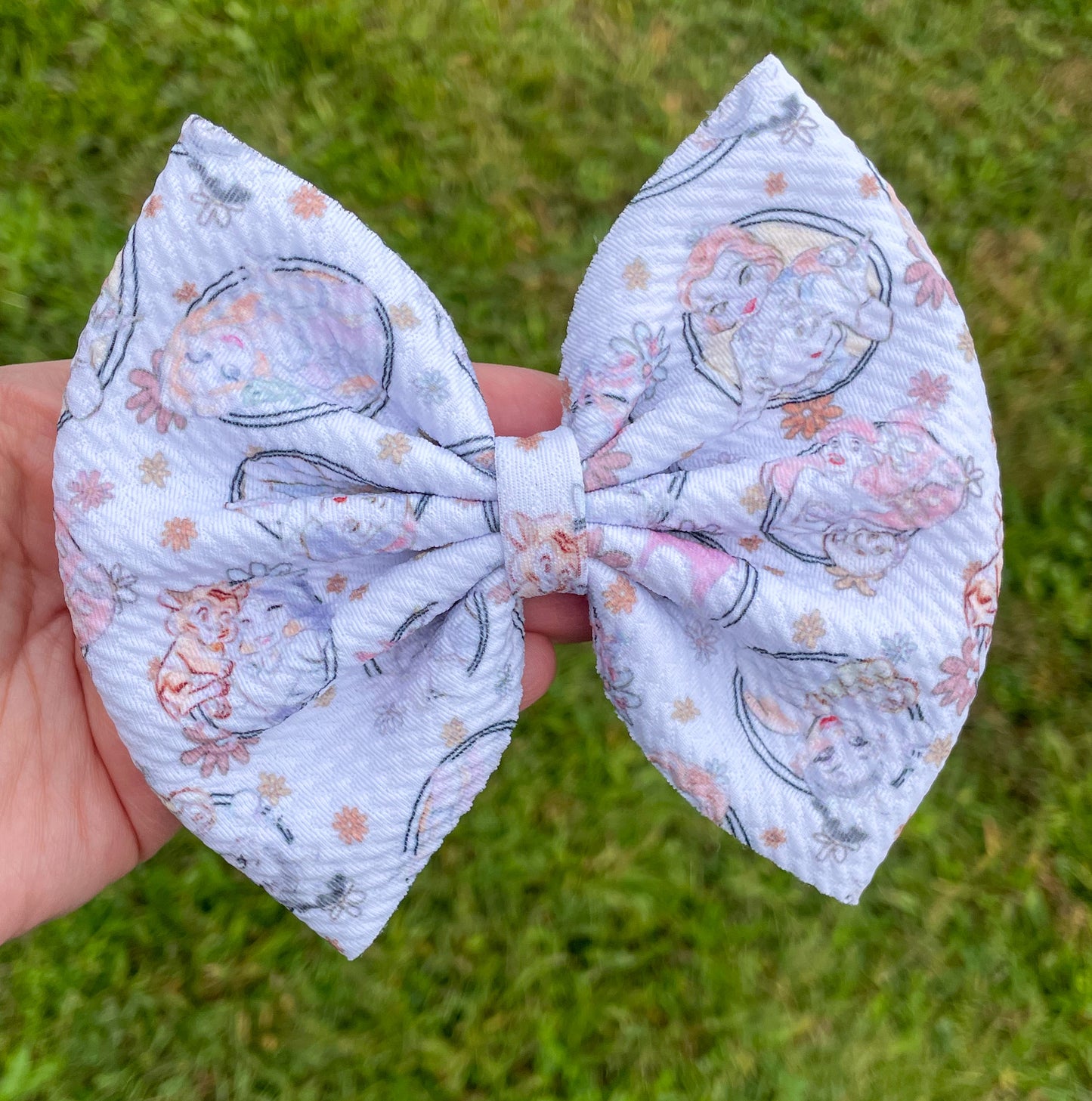 Dainty Princess Portraits Fabric Bow