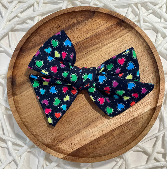 Rainbow Hearts 5in Hand Tied