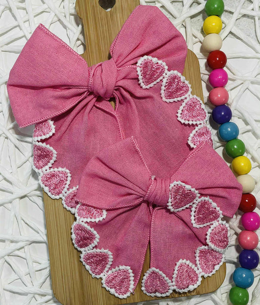 Hot Pink Hearts Edge Serged