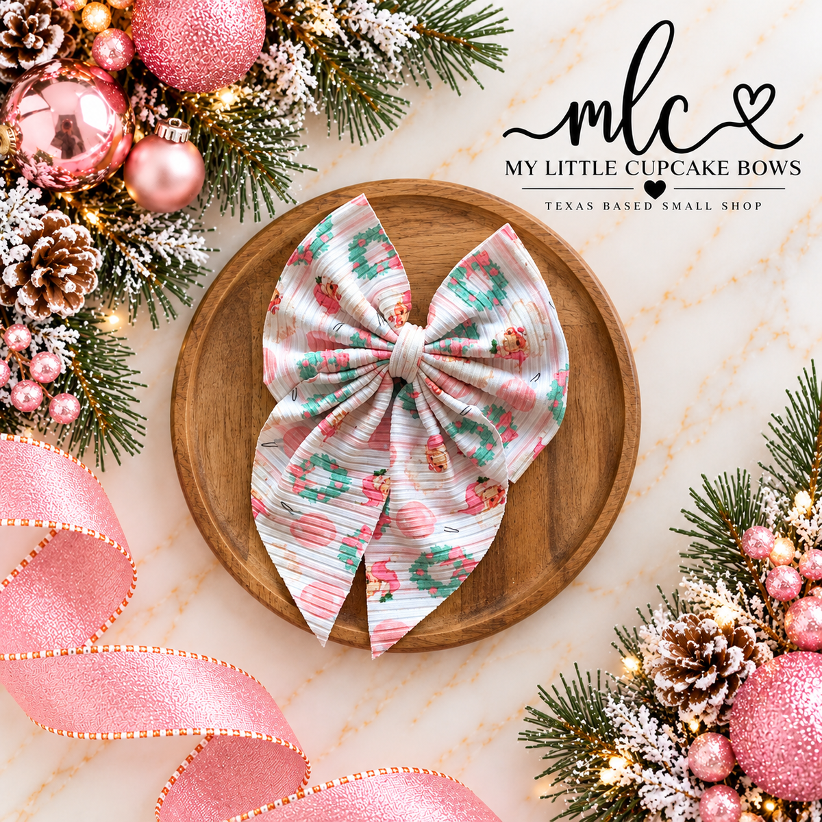 Pinkmas Ribbed Sailor Bows
