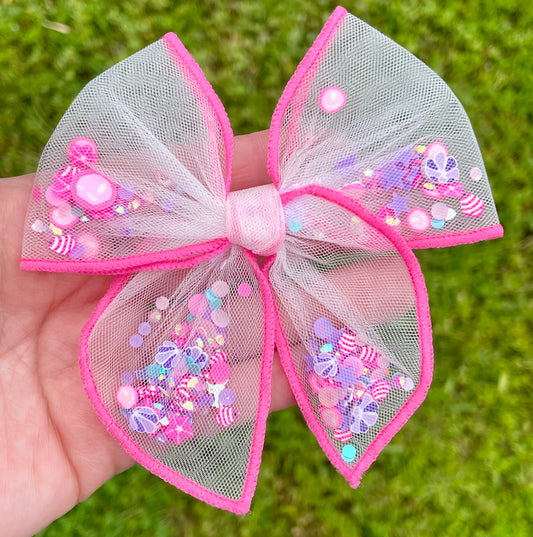 Hot Pink Seashell Shaker Bow