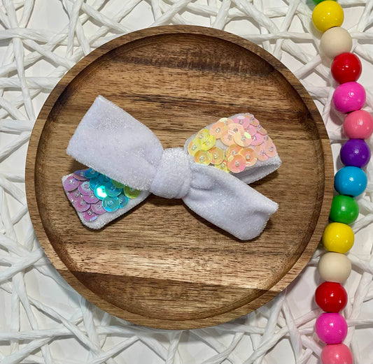 Rainbow Sequins Velvet 4in Hand Tied