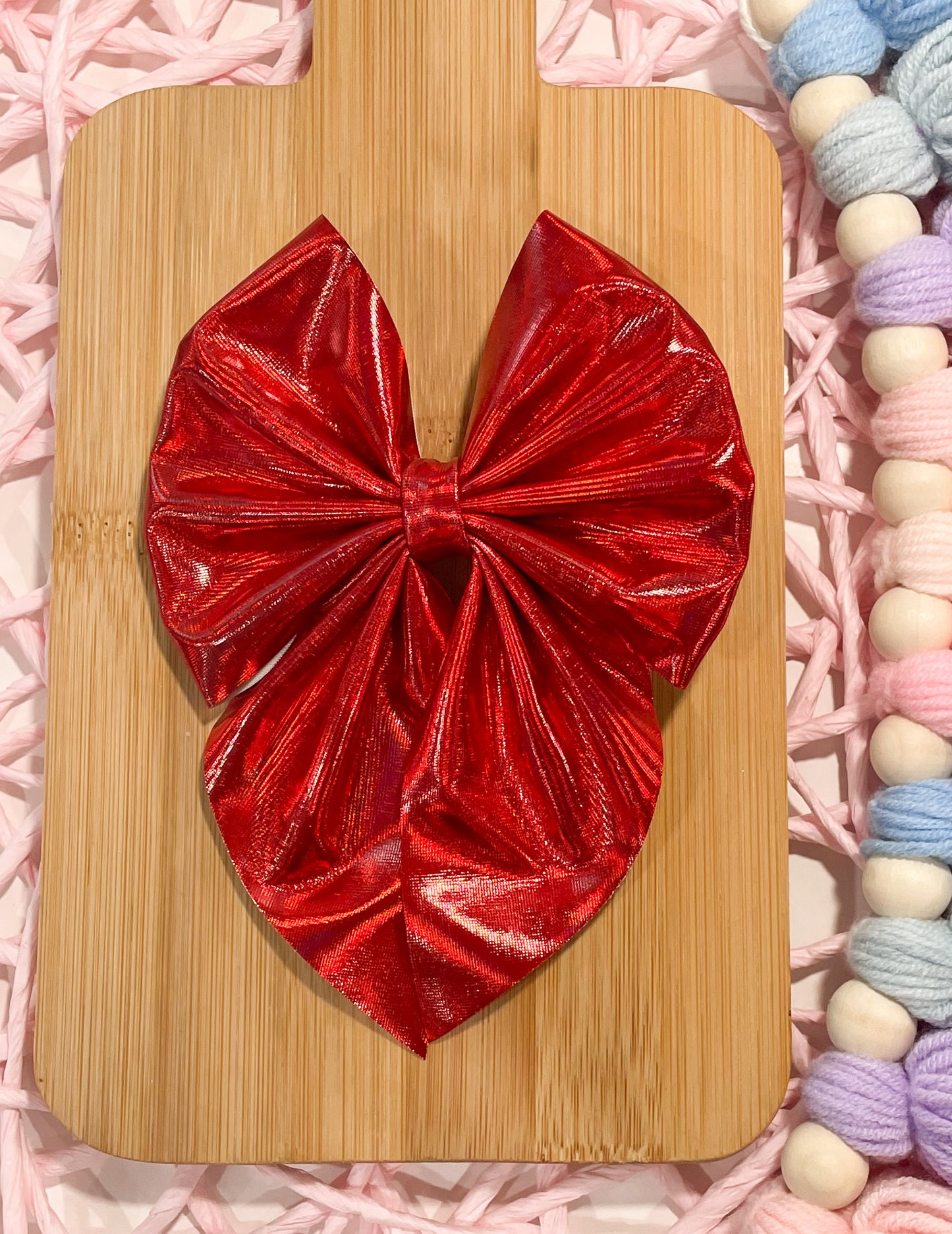 Red Holo Fabric Bow