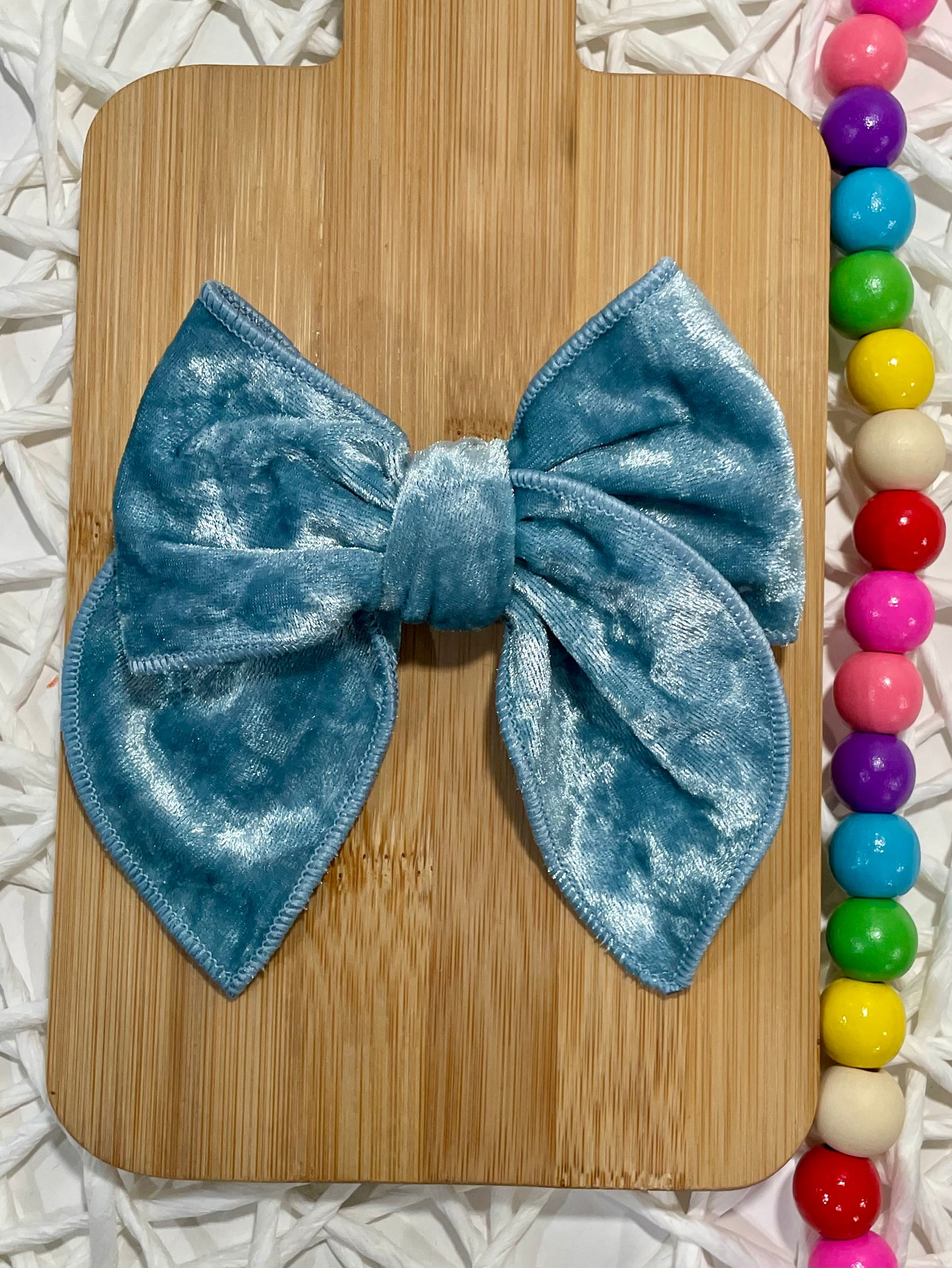 Ice Blue Crushed Velvet 4.5in Serged
