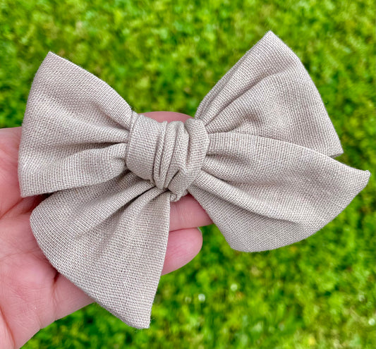 Khaki Linen 5in Hand Tied