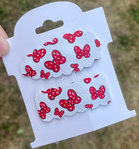 Red Mouse Bows Snap Clip