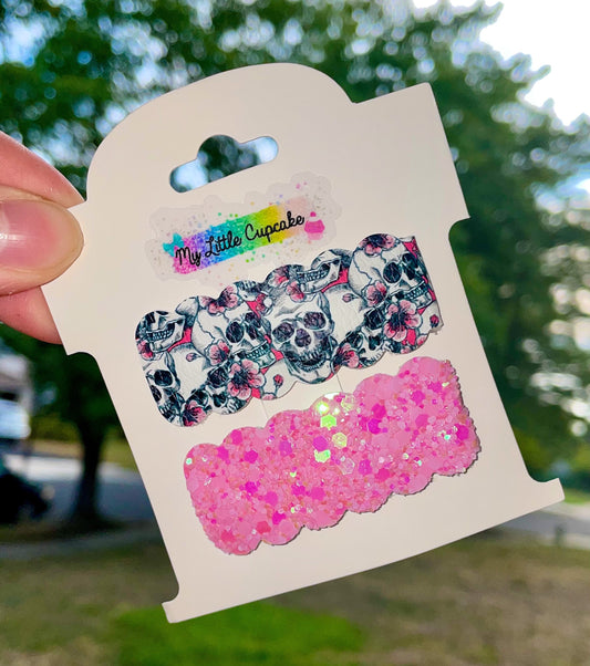 Blooming Skulls Snap Clip Set