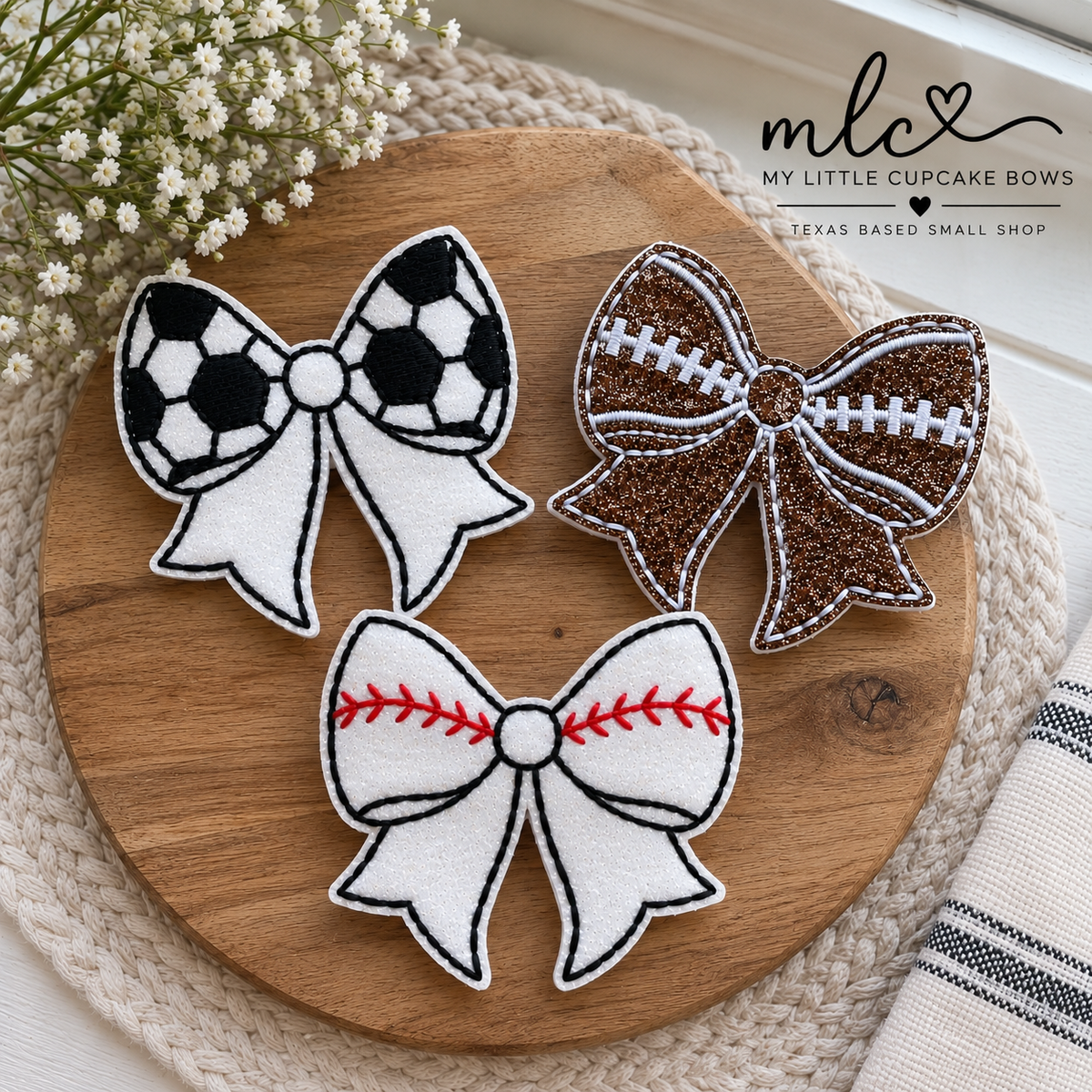 Sports Bow Feltie Clip