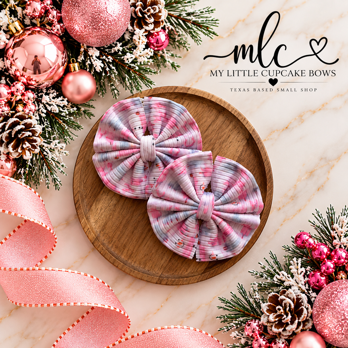Pinkmas Ribbed Messy Bow Sets